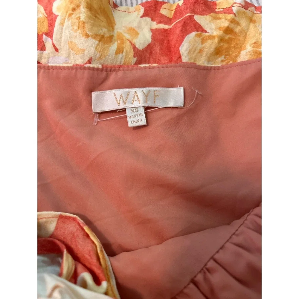 Wayf XS Goldie Floral Sundress Amber Roses print Rayon Linen Vacation Summer